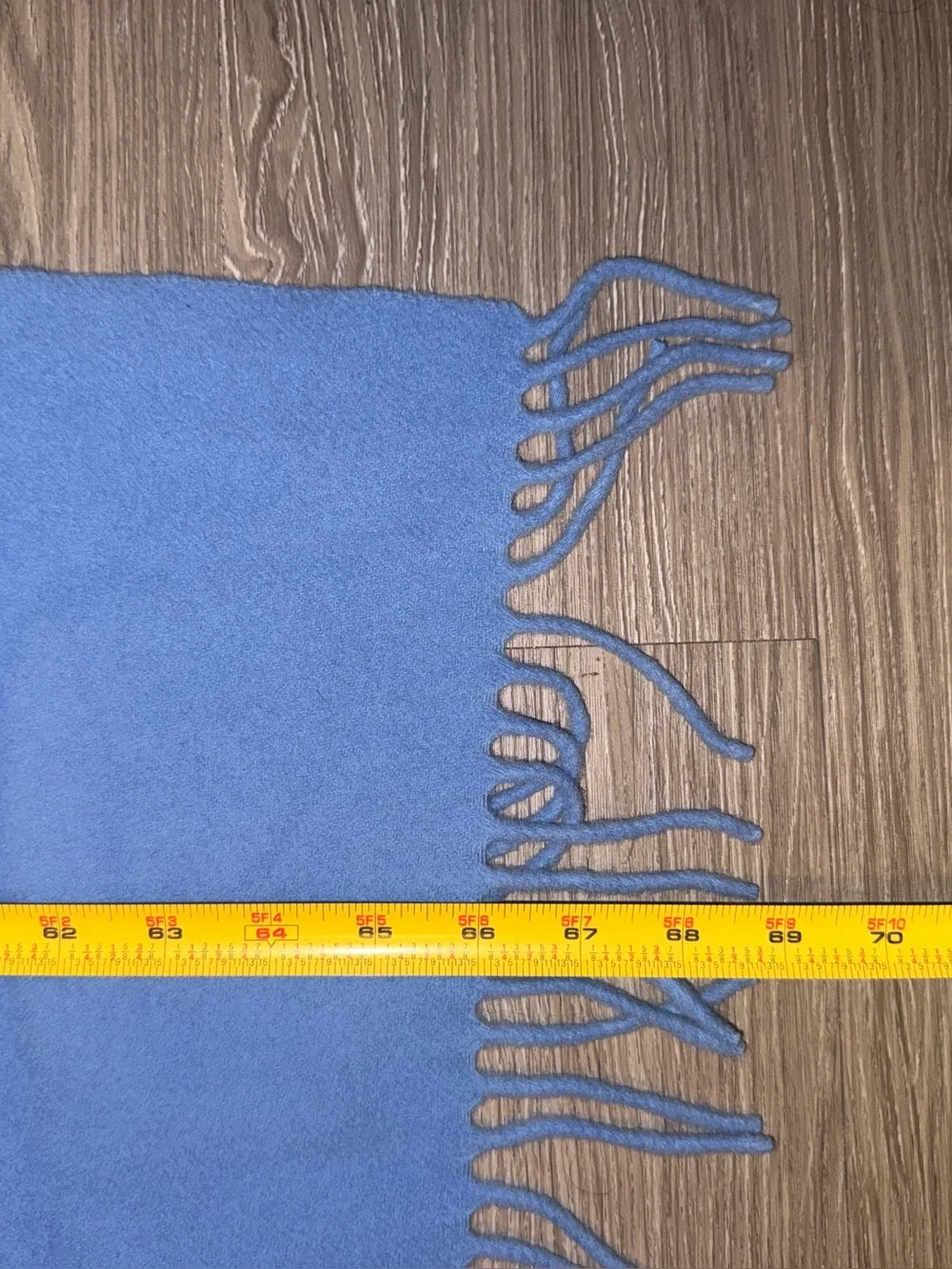 Rykiel Homme Large Rectangle 100% Wool Scarf Made in France Blue Fringe